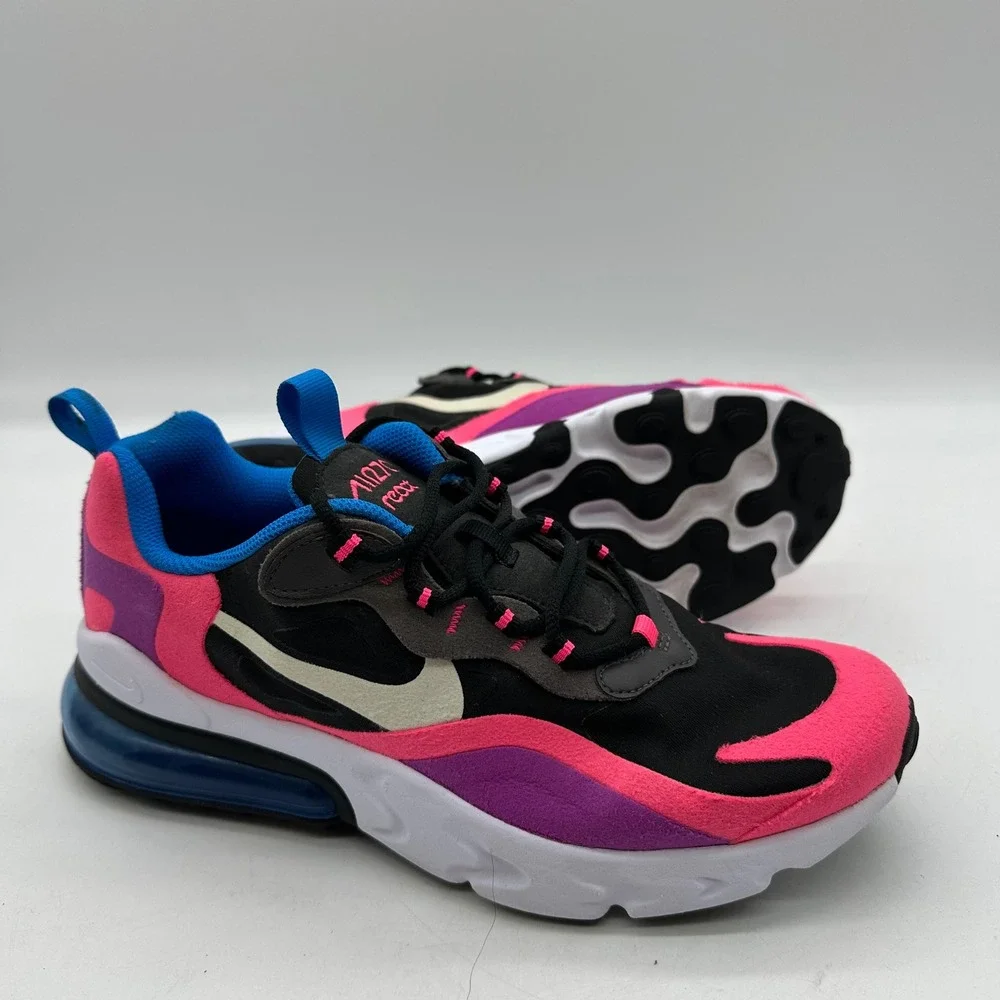 Nike Air Max 270 React BQ0101-001 Kids Size 6Y Black Pink Blue Youth Sneakers